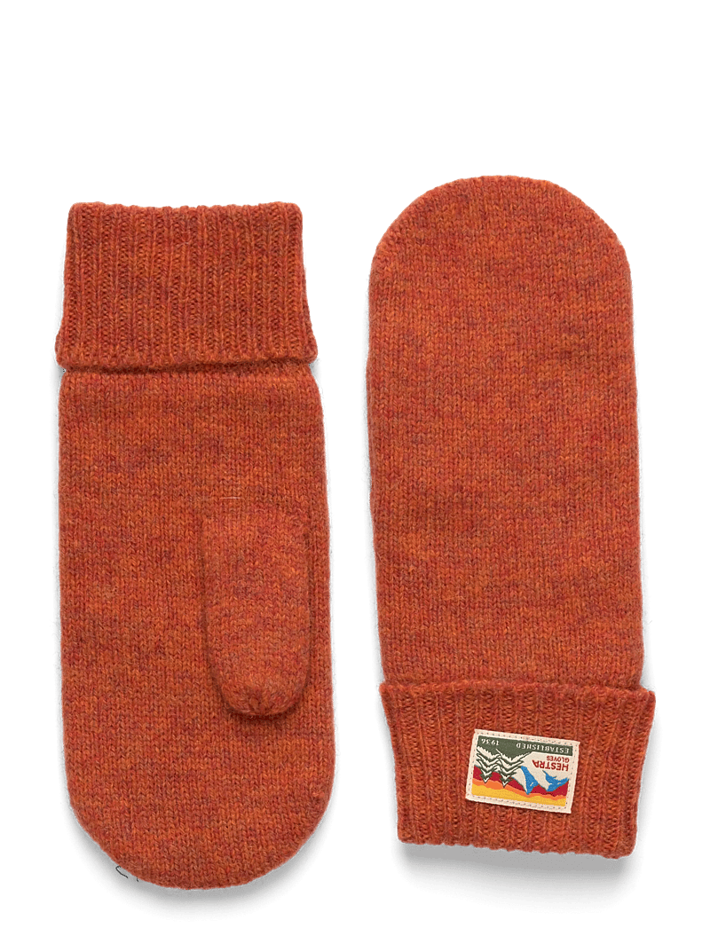 Hestra - Raggwool Mitt Beige - tillbehör - brick red - 0