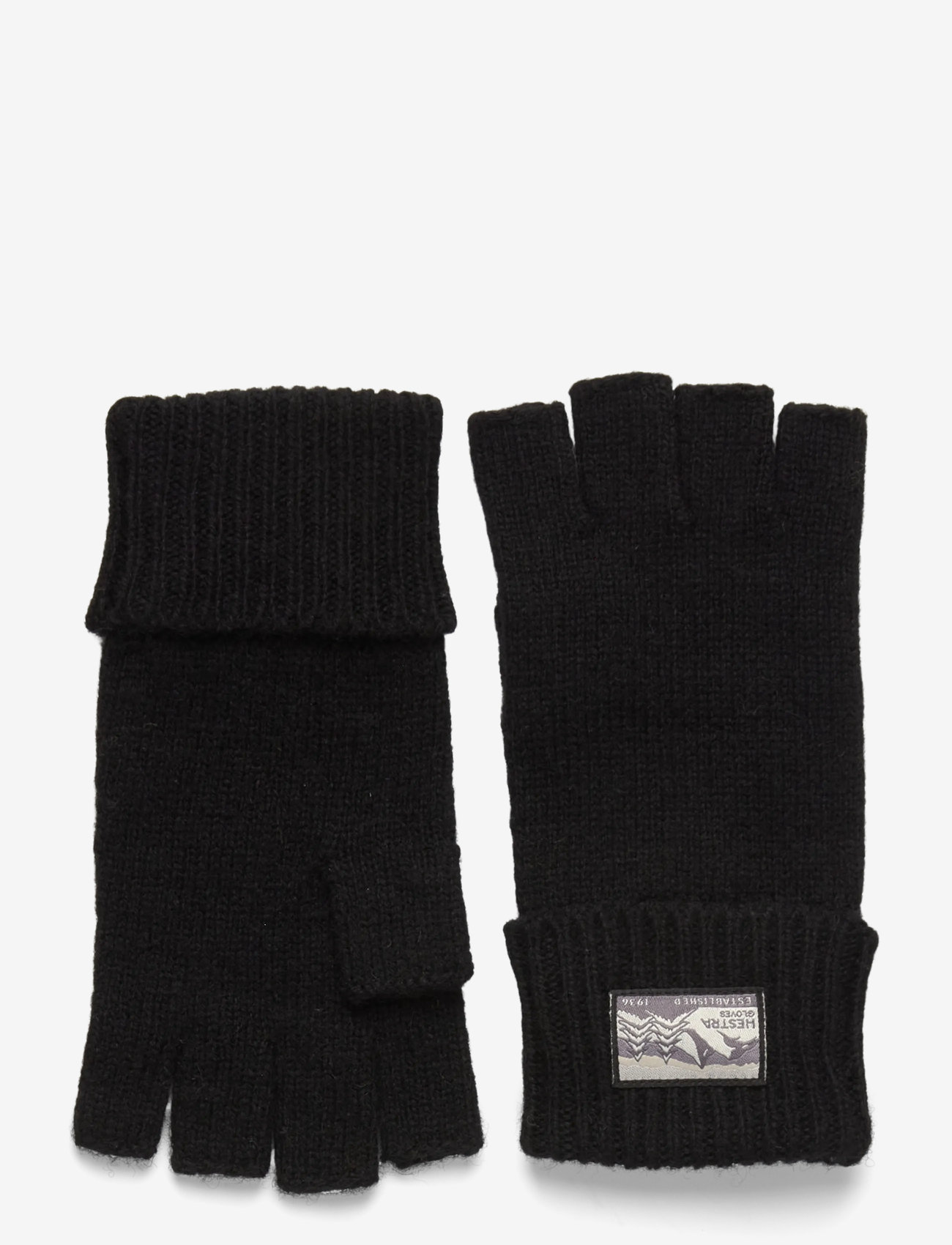 Hestra - Raggwool Half Finger Black - fingervantar - black - 0