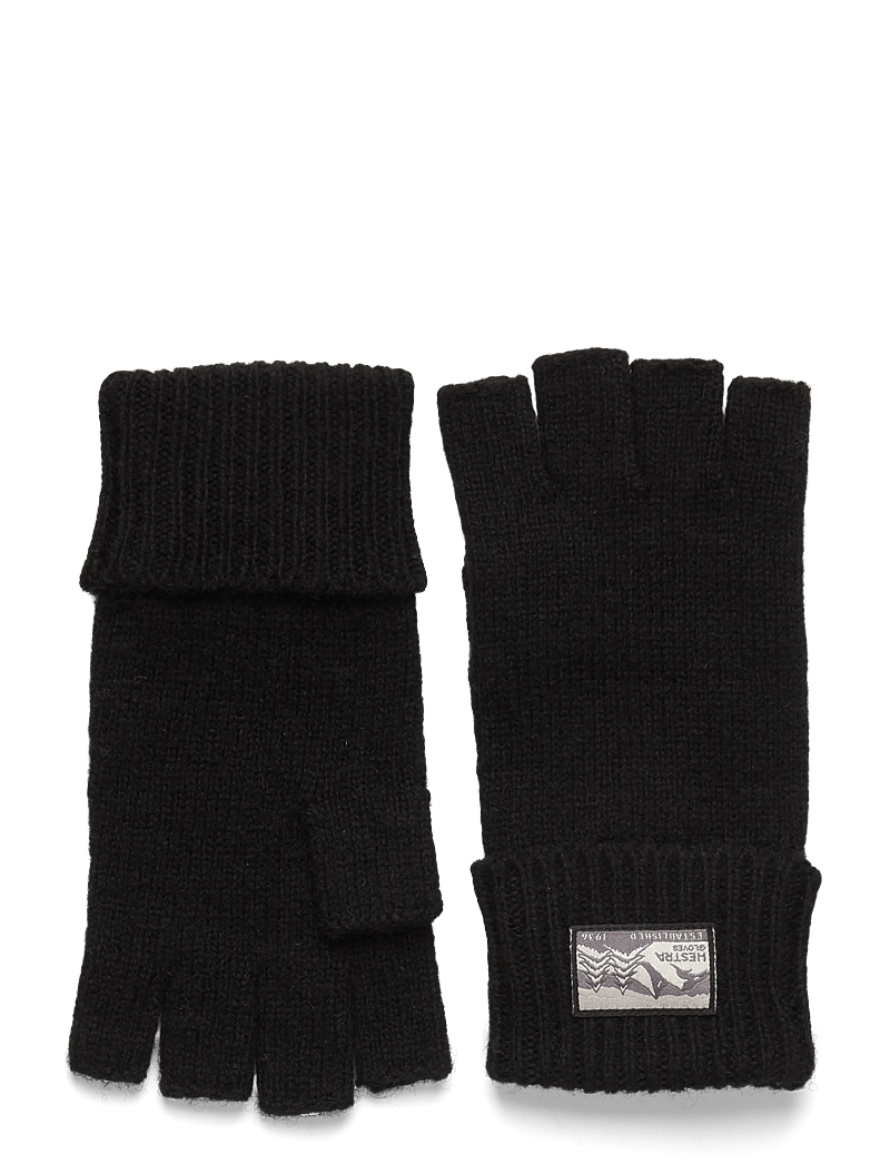 Hestra - Raggwool Half Finger Black - fingervantar - black - 0
