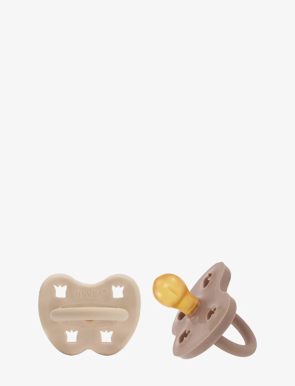 HEVEA - HEVEA Pacifier 3-36 months Round, 2 pack - nappar - sandy nude & tan beige - 1