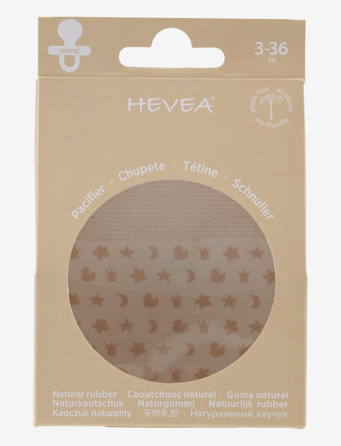 HEVEA - HEVEA Pacifier 3-36 months Round 2 pack - nappar - light orchid & sandy nude - 2
