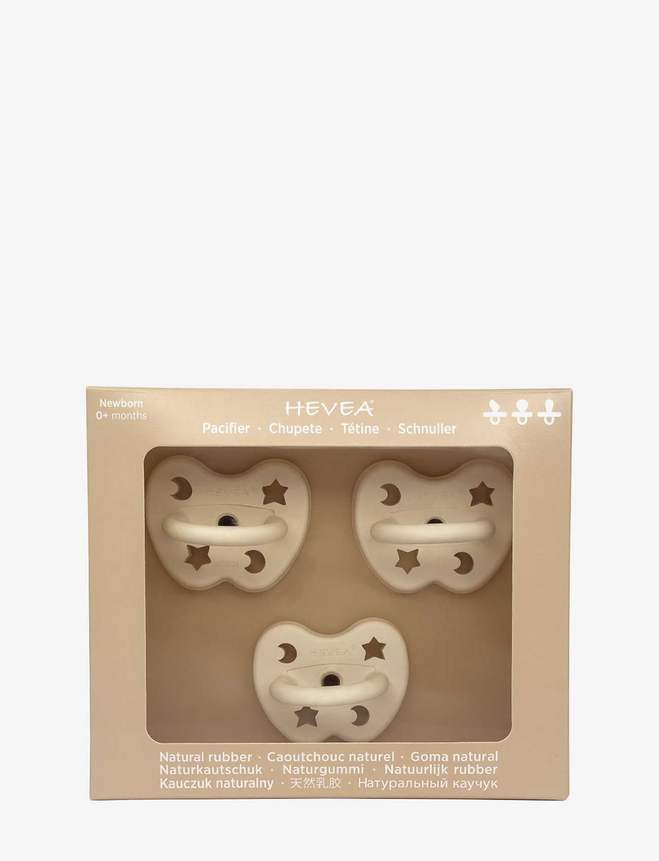 HEVEA Trial Trio-Pack Natural Rubber Pacifiers - Three Teat Mix for Newborn 0+ Months - Babyprodukte - MILKY WHITE / cream