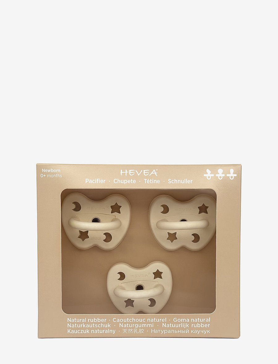 HEVEA - Trial Trio-Pack Natural Rubber Pacifiers - Three Teat Mix for Newborn 0+ Months - schnuller - milky white - 0