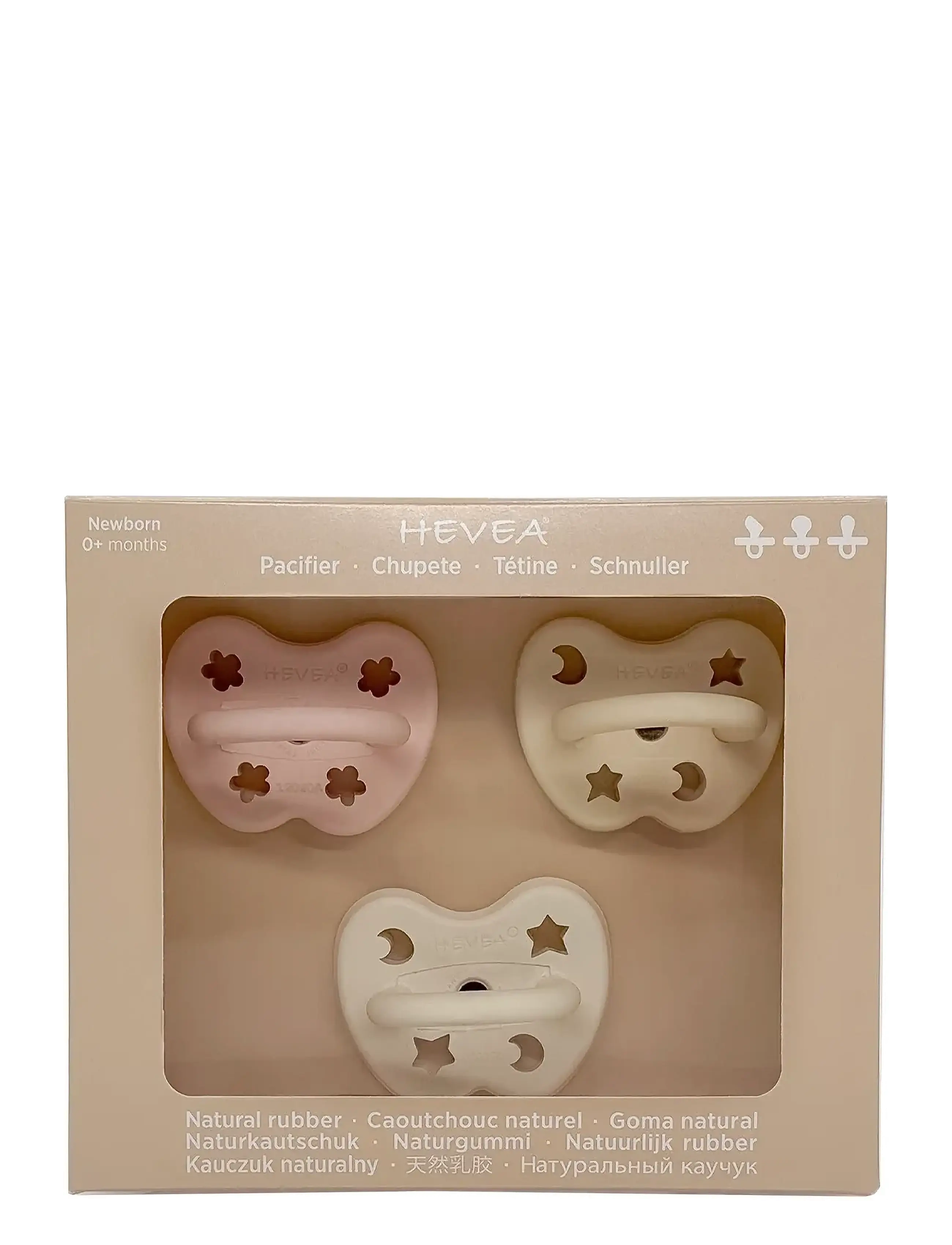HEVEA - Trial Trio-Pack Natural Rubber Pacifiers - Three Teat Mix for Newborn 0+ Months - multi-coloured - 1