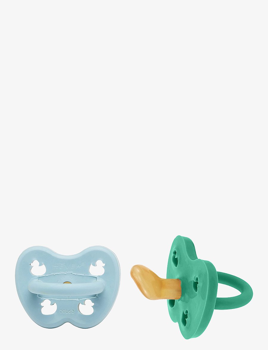 HEVEA - Two-Pack Orthodontic Pacifier 3-36 Months - maya blue & pop of green - 0