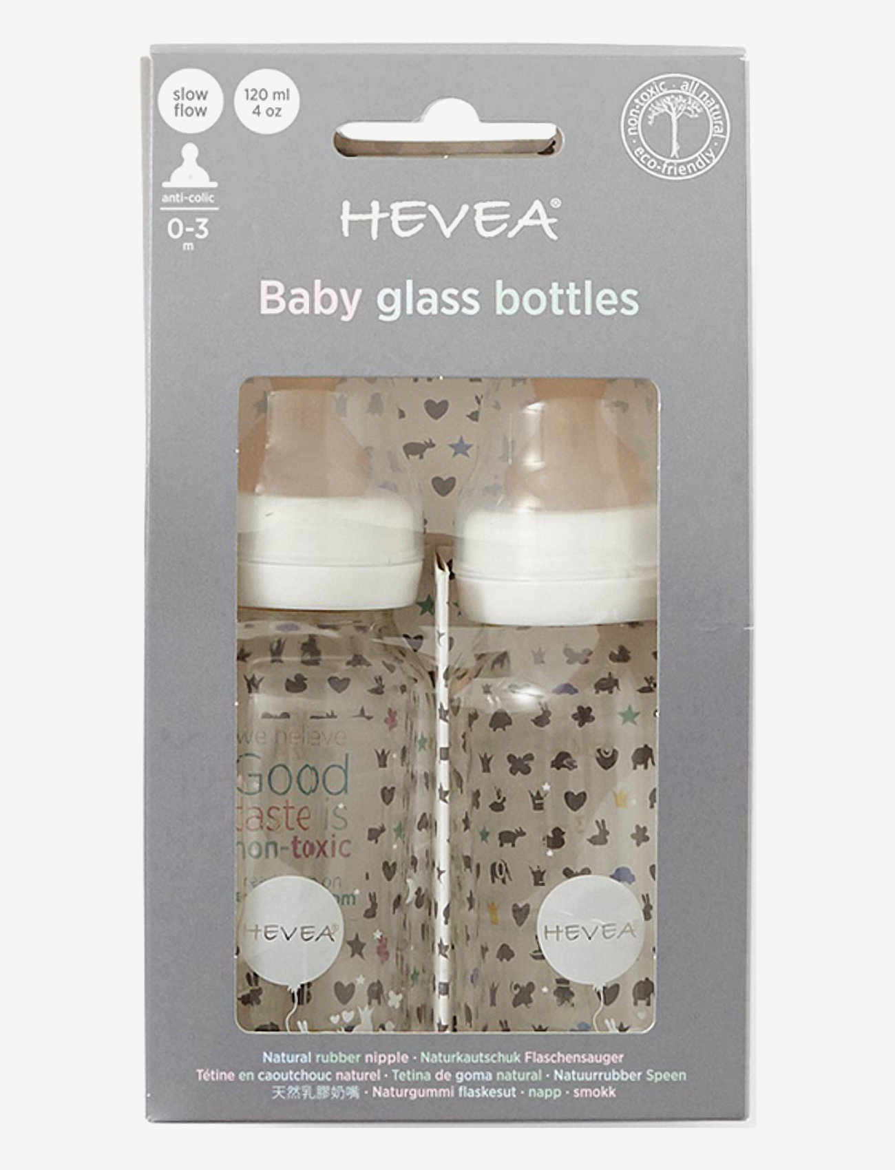 HEVEA - Baby glass bottle 120 ml 2 pack - white - 2