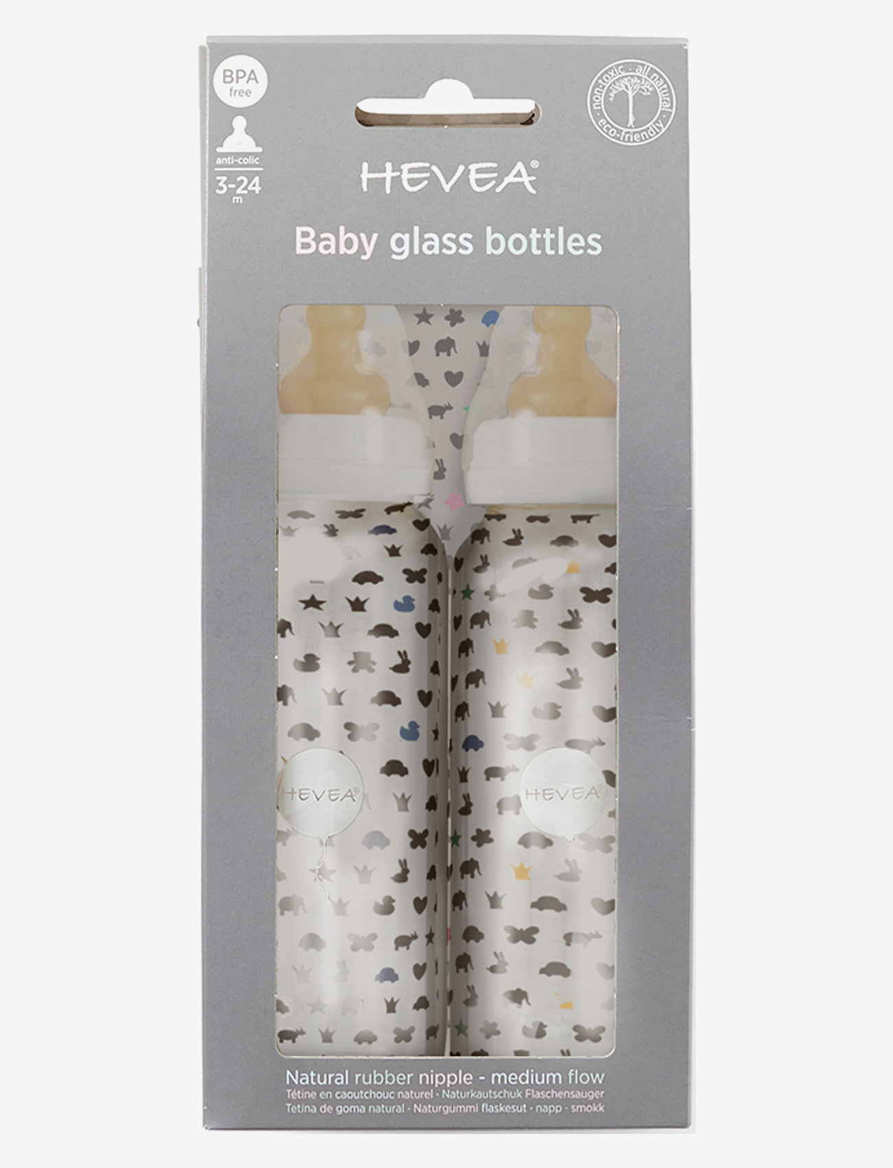 HEVEA - Baby glass bottle 240 ml 2 pack - white - 2