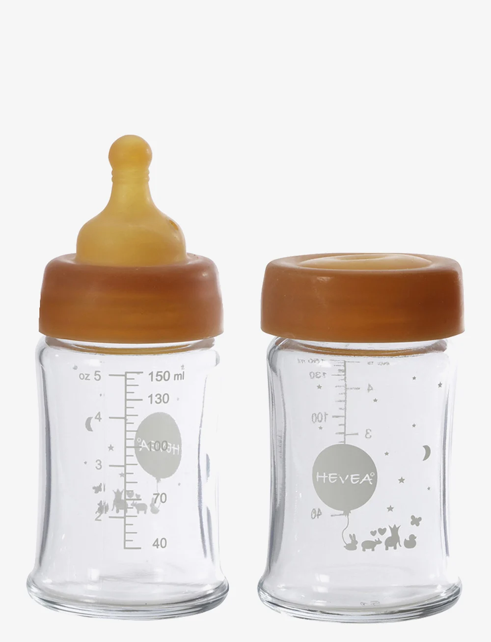 HEVEA - Plastic free baby glass bottle 150 ml - 2 pack - baby bottles - orange - 1