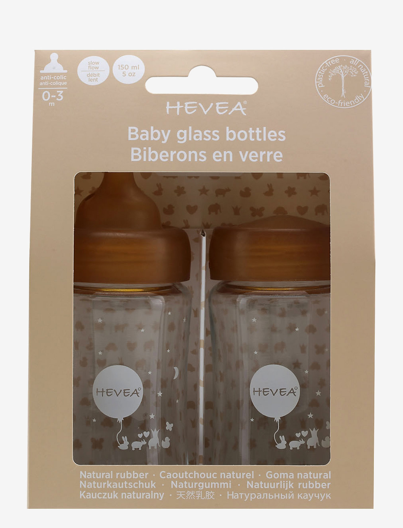 HEVEA - Plastic free baby glass bottle 150 ml - 2 pack - tåteflasker - orange - 2