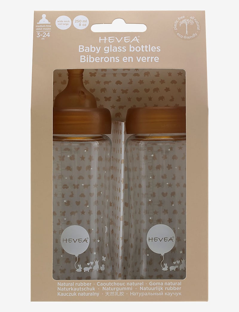 HEVEA - Plastic free baby glass bottle 250 ml - 2 pack - babyflaschen - orange - 2