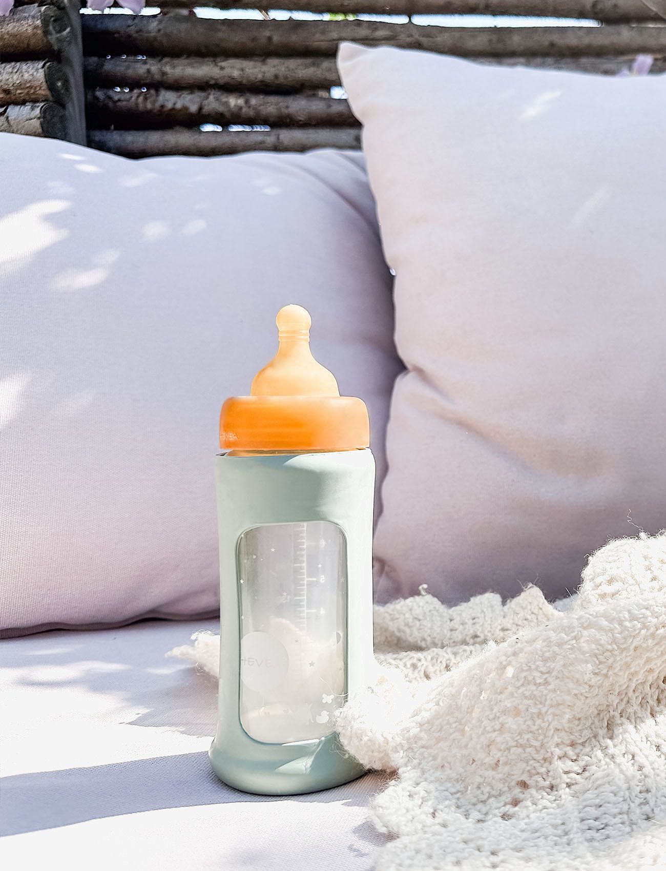 HEVEA - Wide Neck Baby Glass Bottle with Sleeve 250ml/8.5oz Single-Pack - sutteflasker - sand - 3