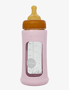 Wide Neck Baby Glass Bottle with Sleeve 250ml/8.5oz Single-Pack, HEVEA
