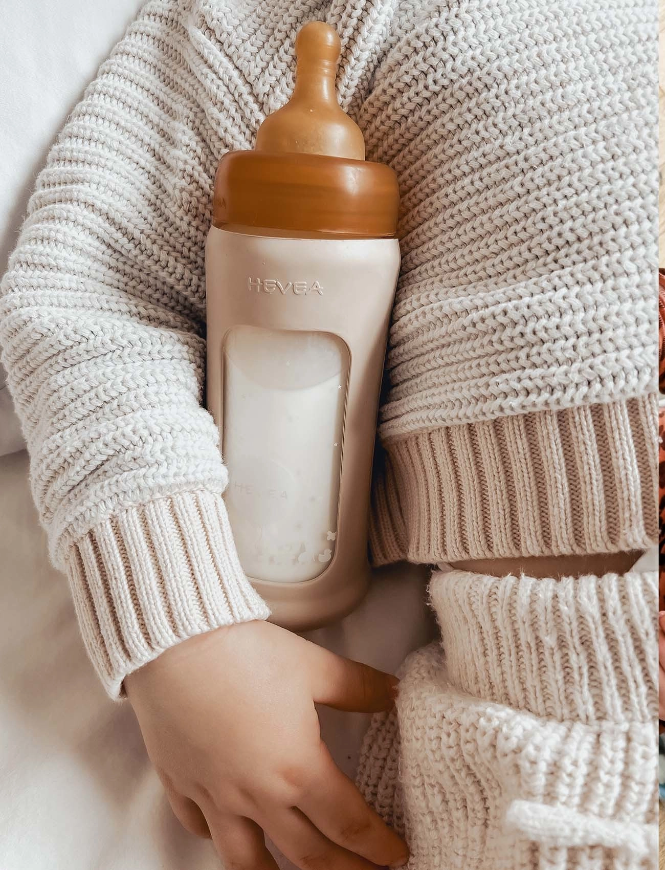 HEVEA - Wide Neck Baby Glass Bottle with Sleeve 250ml/8.5oz Single-Pack - sutteflasker - powder pink - 5