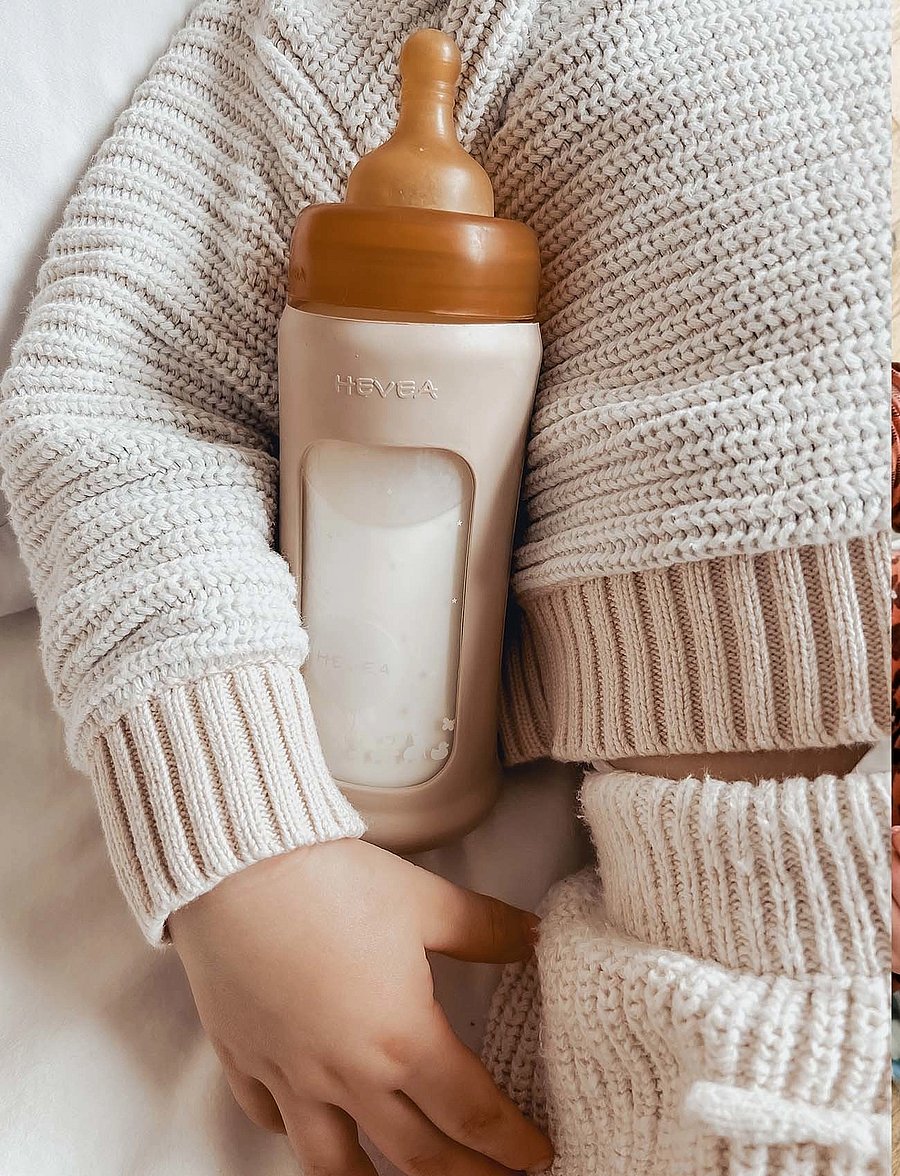 HEVEA - Wide Neck Baby Glass Bottle with Sleeve 250ml/8.5oz Single-Pack - sutteflasker - powder pink - 5