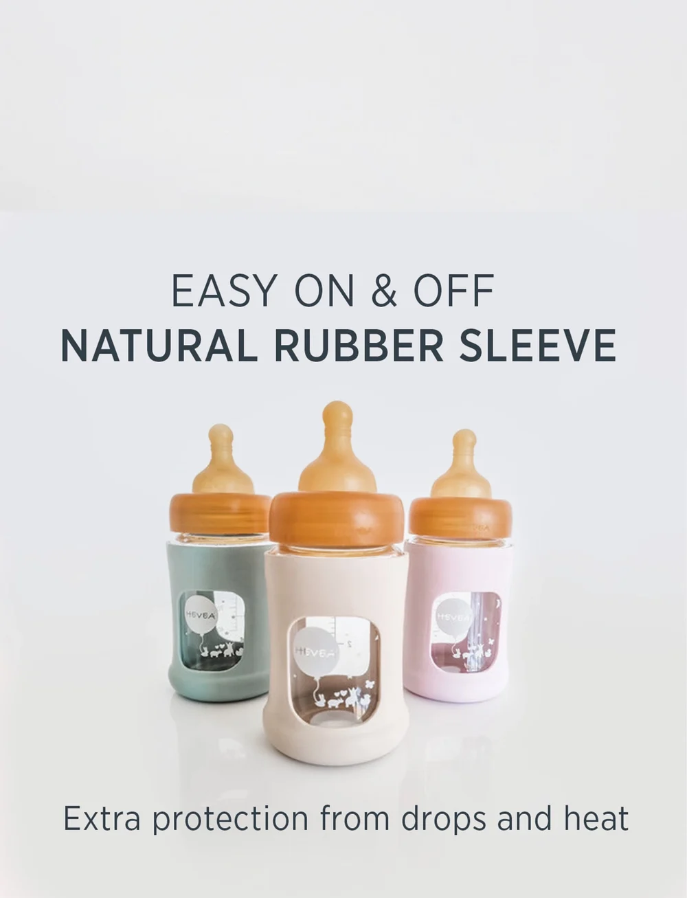 HEVEA - Wide Neck Baby Glass Bottle with Sleeve 250ml/8.5oz Single-Pack - babyflaschen - seafoam blue - 4