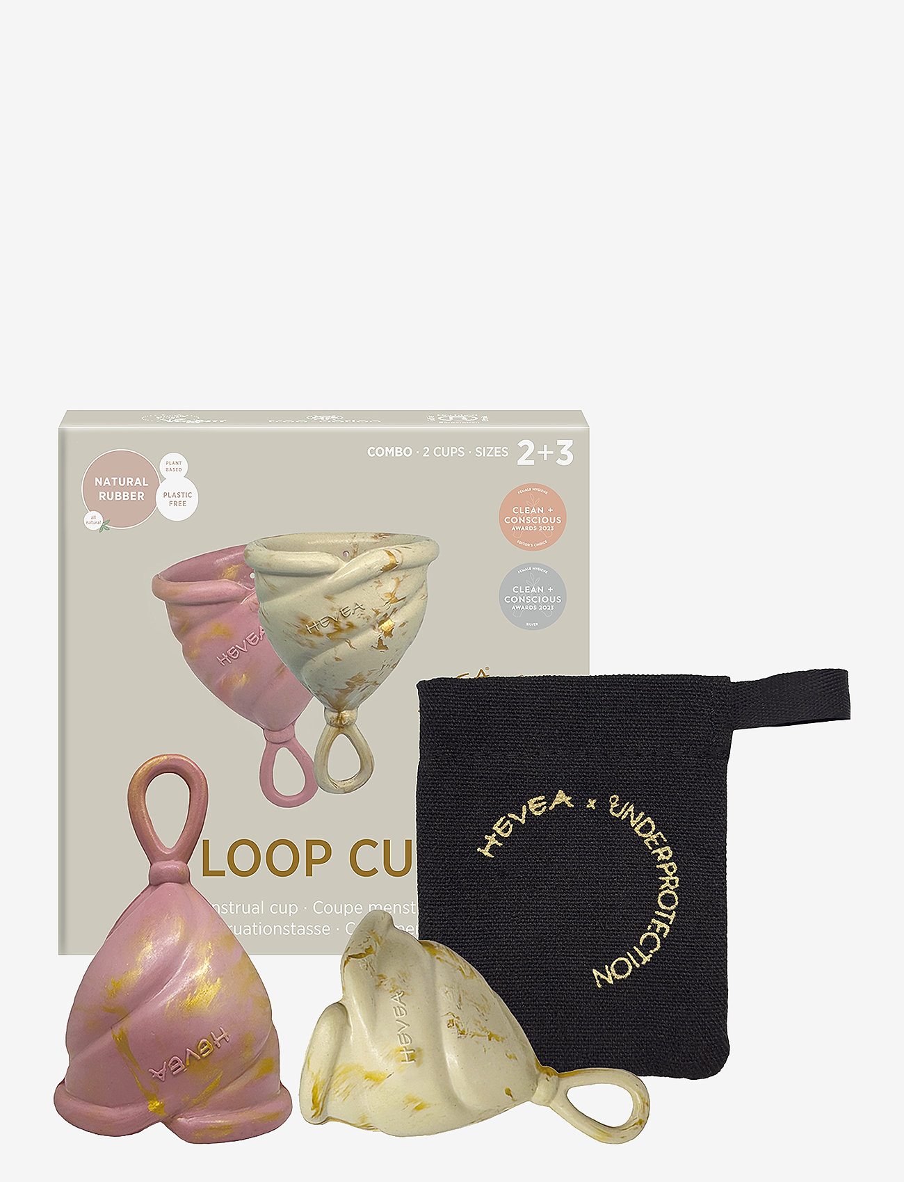 HEVEA - LOOP Menstrual Cup Combo - Sizes 2 & 3 Golden Sand & Golden Rosewood - mensprodukter - sand & rosewood - 1