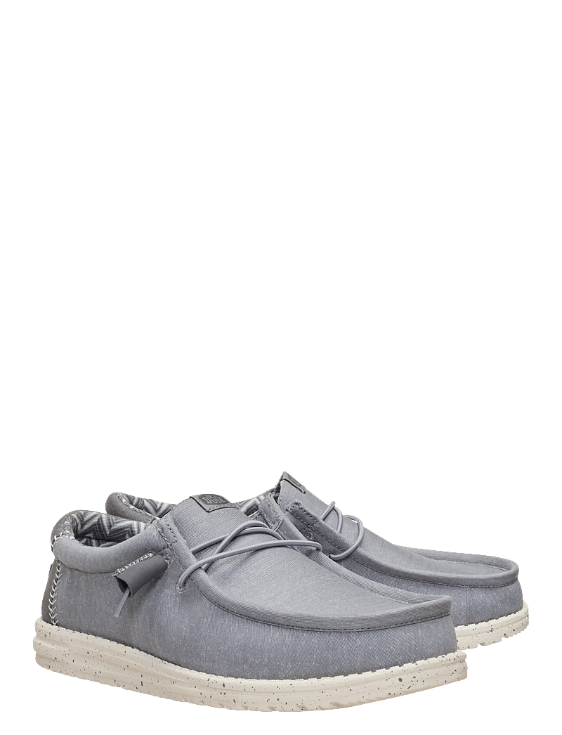 Hey Dude - WALLY STRETCH CANVAS - boat shoes - grey/bone white - 1