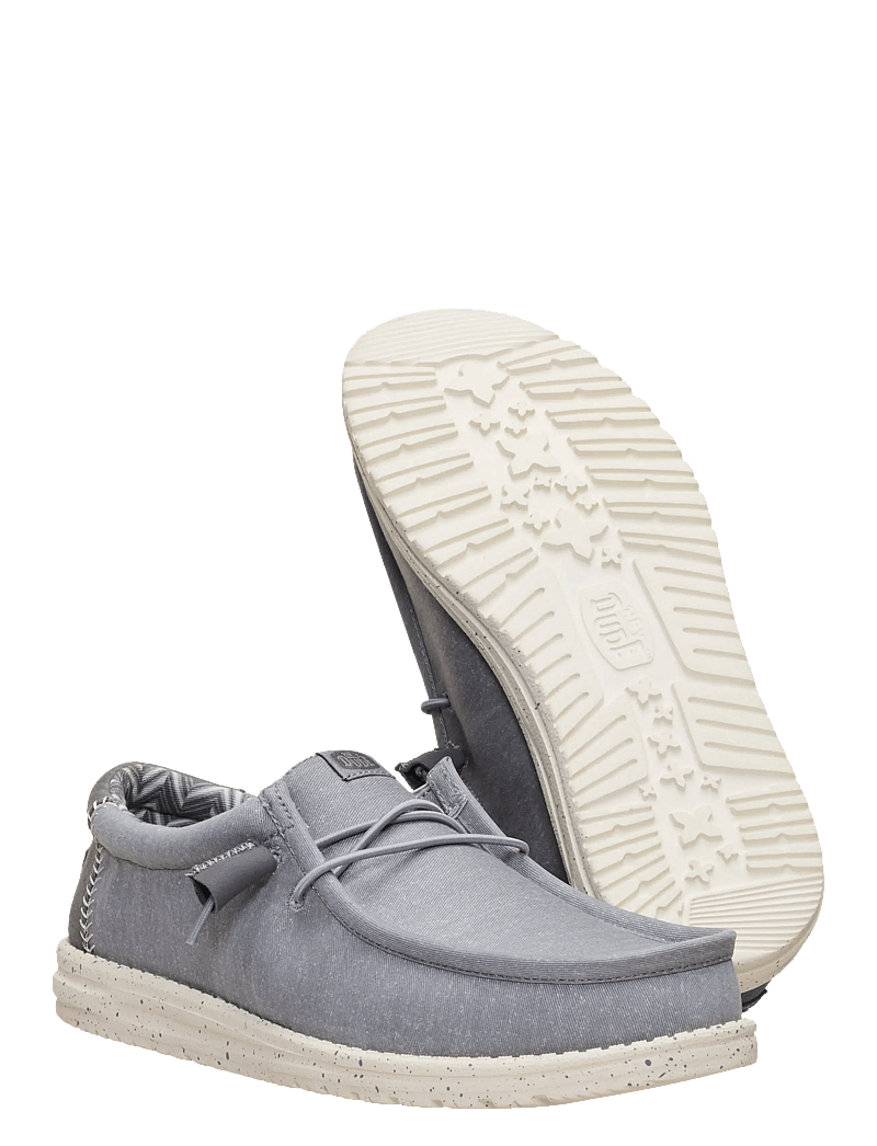 Hey Dude - WALLY STRETCH CANVAS - boat shoes - grey/bone white - 3