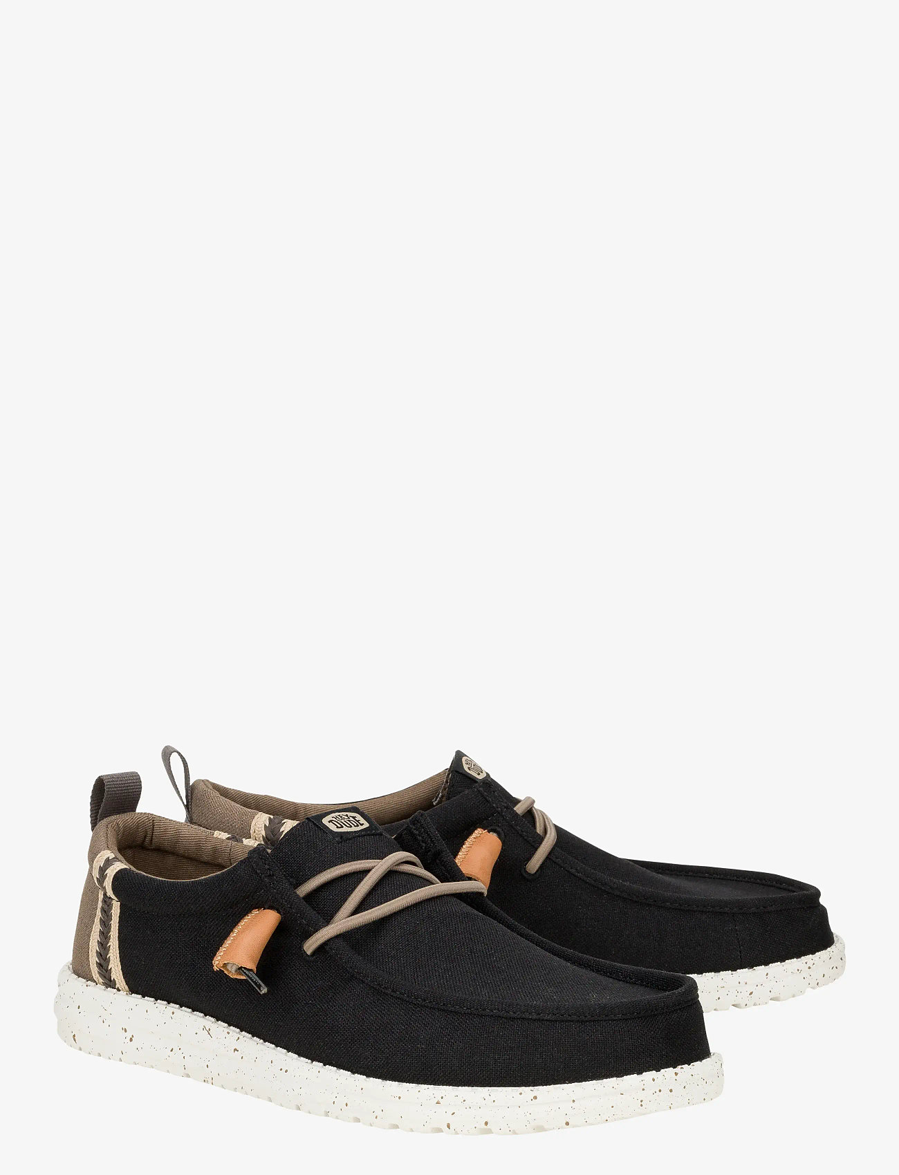 Hey Dude - WALLY SUMMER LINEN - boat shoes - black/walnut - 1