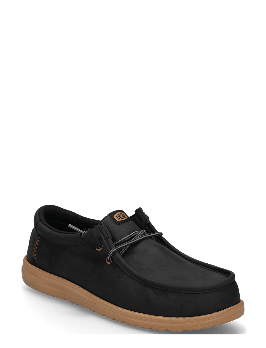 Hey Dude - WALLY FULL GRAIN LEATHER - kollektsioonid - black/tobacco brown - 0