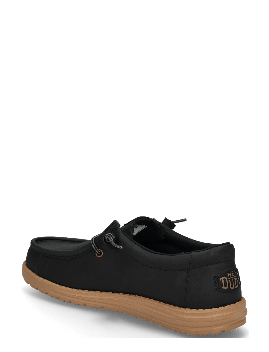Hey Dude - WALLY FULL GRAIN LEATHER - kollektsioonid - black/tobacco brown - 1