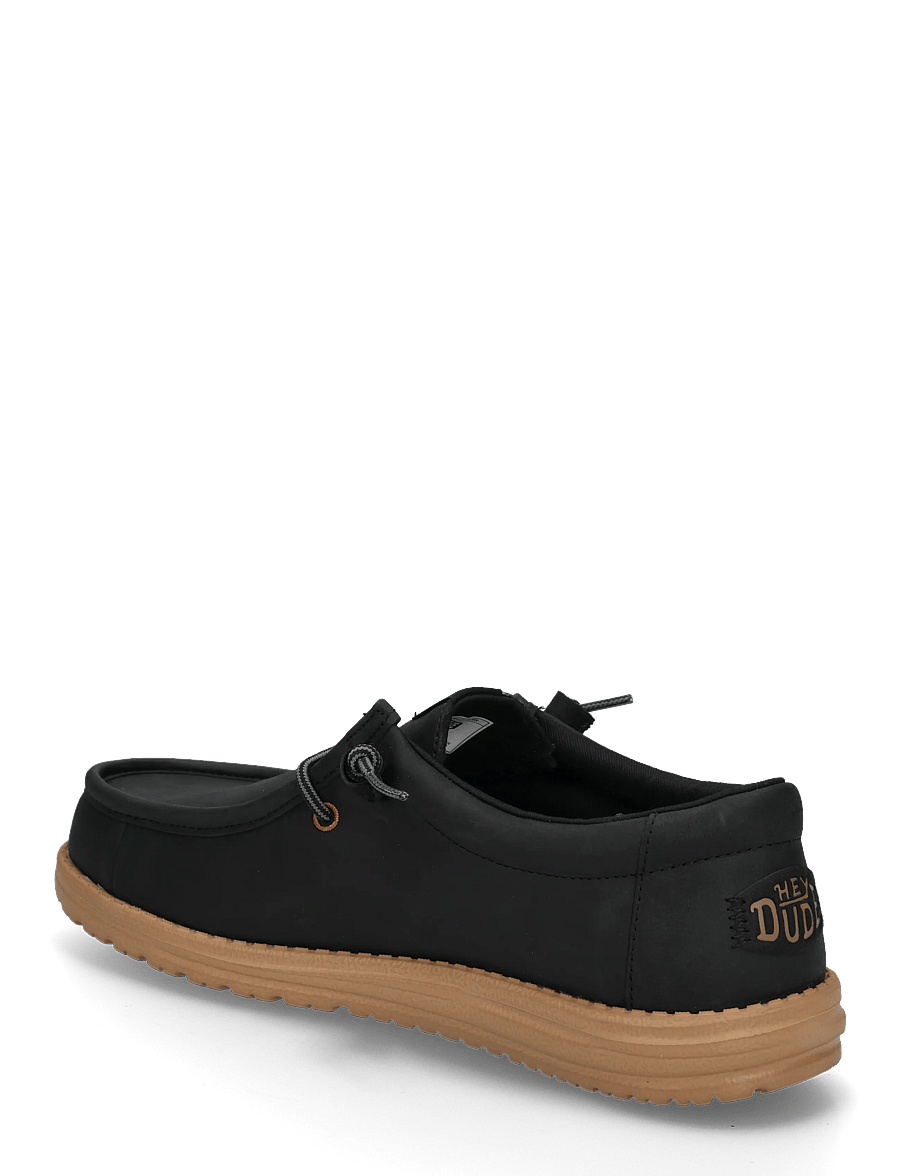 Hey Dude - WALLY FULL GRAIN LEATHER - kollektionen - black/tobacco brown - 1
