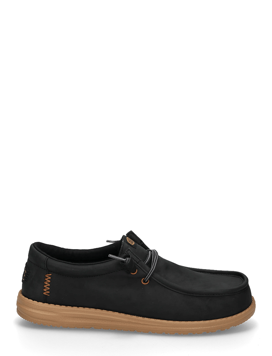 Hey Dude - WALLY FULL GRAIN LEATHER - kollektionen - black/tobacco brown - 2