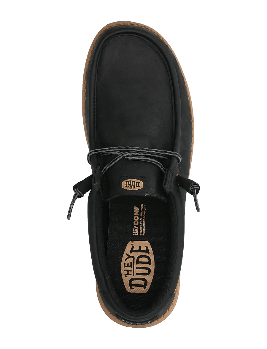 Hey Dude - WALLY FULL GRAIN LEATHER - kollektionen - black/tobacco brown - 3