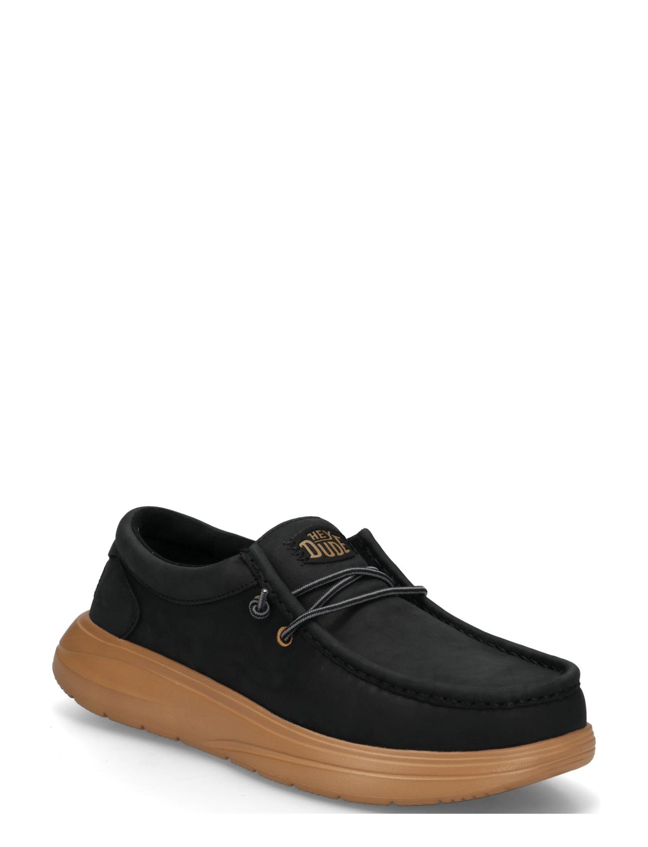 Hey Dude WALLY COMF FULL GRAIN LEATHER - Loafer - BLACK/TOBACCO BROWN / black