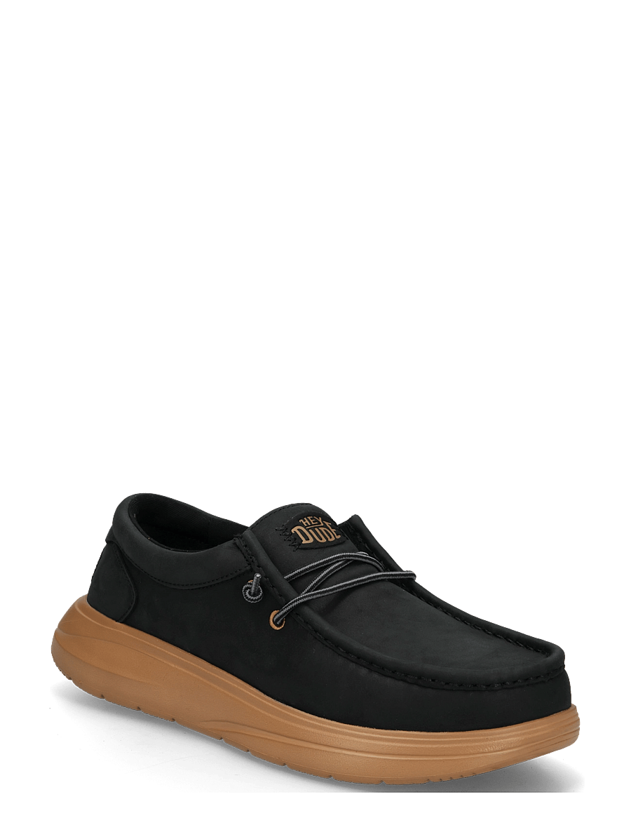 Hey Dude - WALLY COMF FULL GRAIN LEATHER - loafer - black/tobacco brown - 0