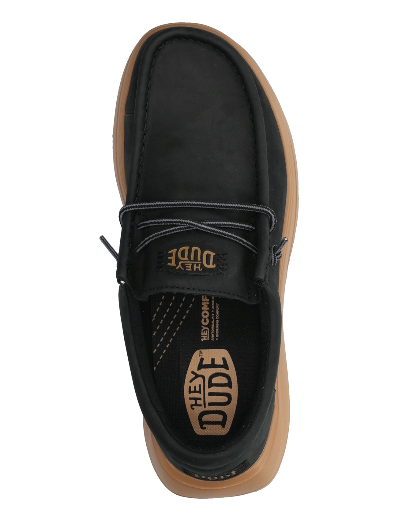 Hey Dude - WALLY COMF FULL GRAIN LEATHER - loafer - black/tobacco brown - 3