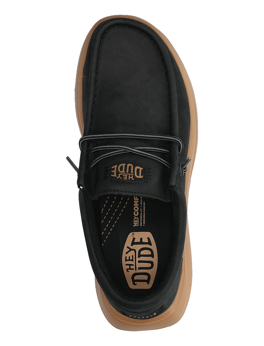 Hey Dude - WALLY COMF FULL GRAIN LEATHER - loafer - black/tobacco brown - 3