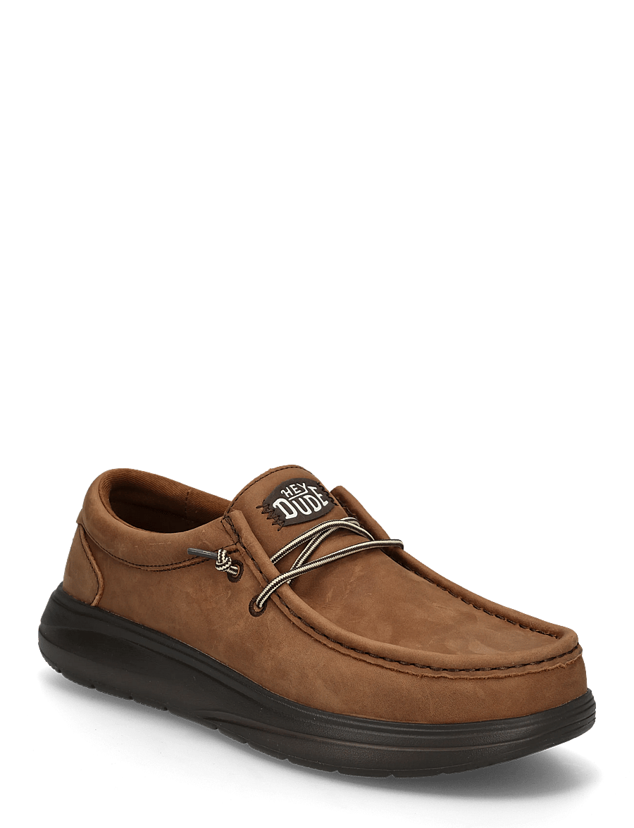 Hey Dude - WALLY COMF FULL GRAIN LEATHER - collections - robe brown/mole brown - 0