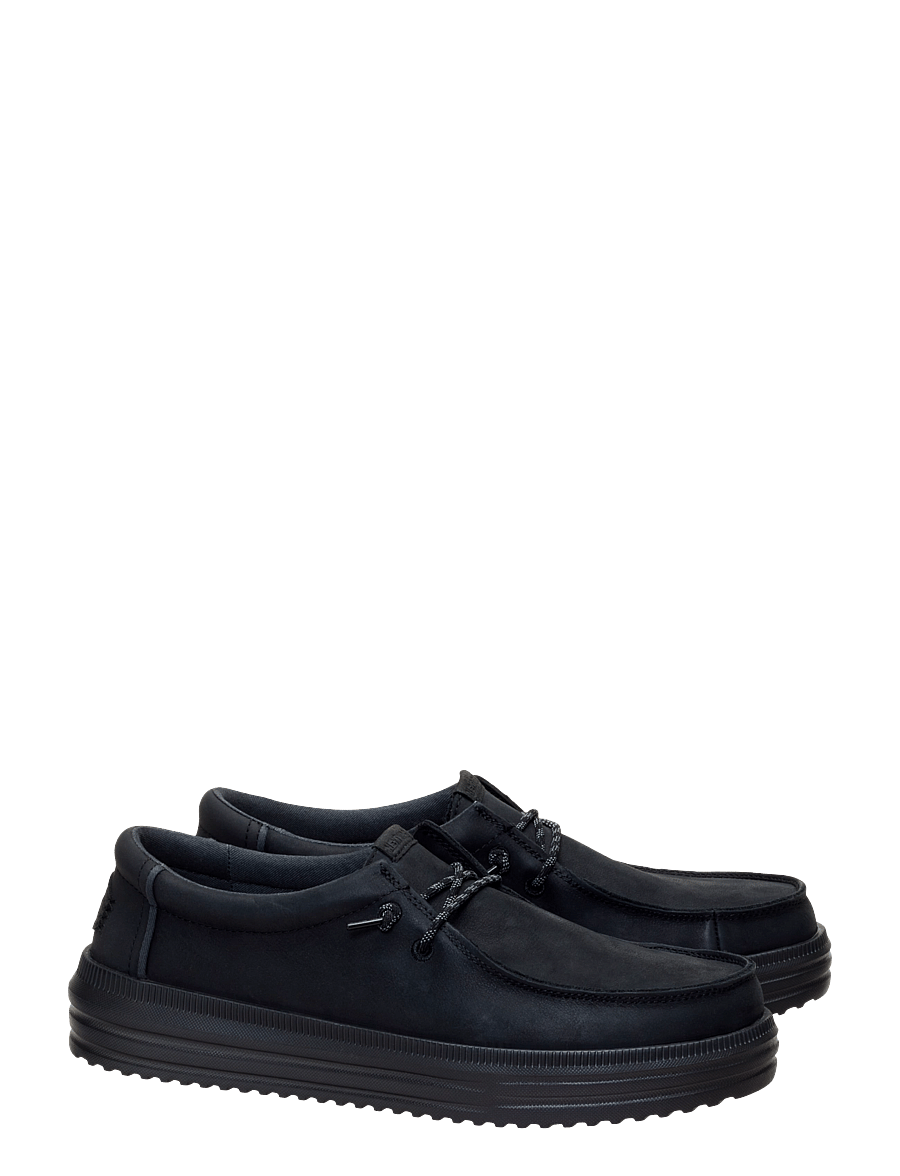 Hey Dude - REV TUMBLED LEATHER - low-top sneaker - black/black - 1