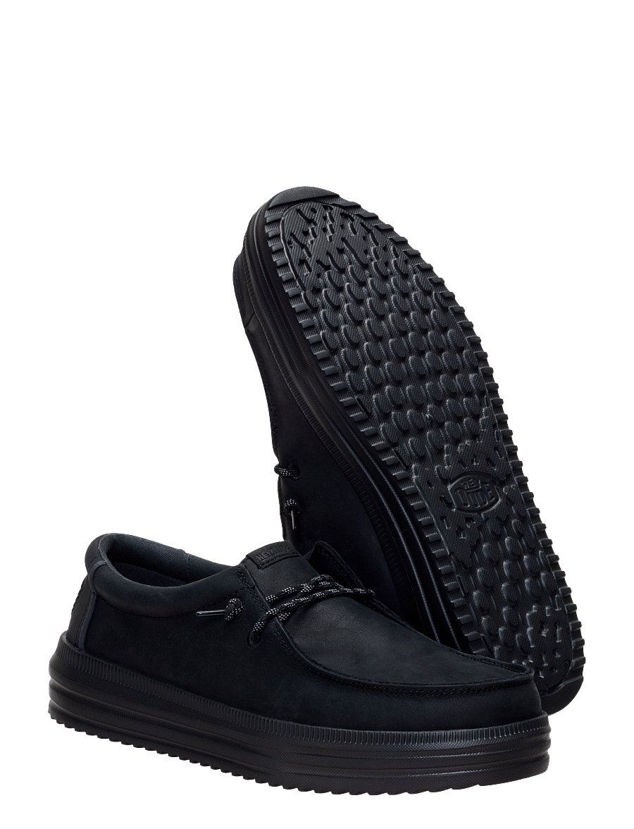 Hey Dude - REV TUMBLED LEATHER - low-top sneaker - black/black - 2