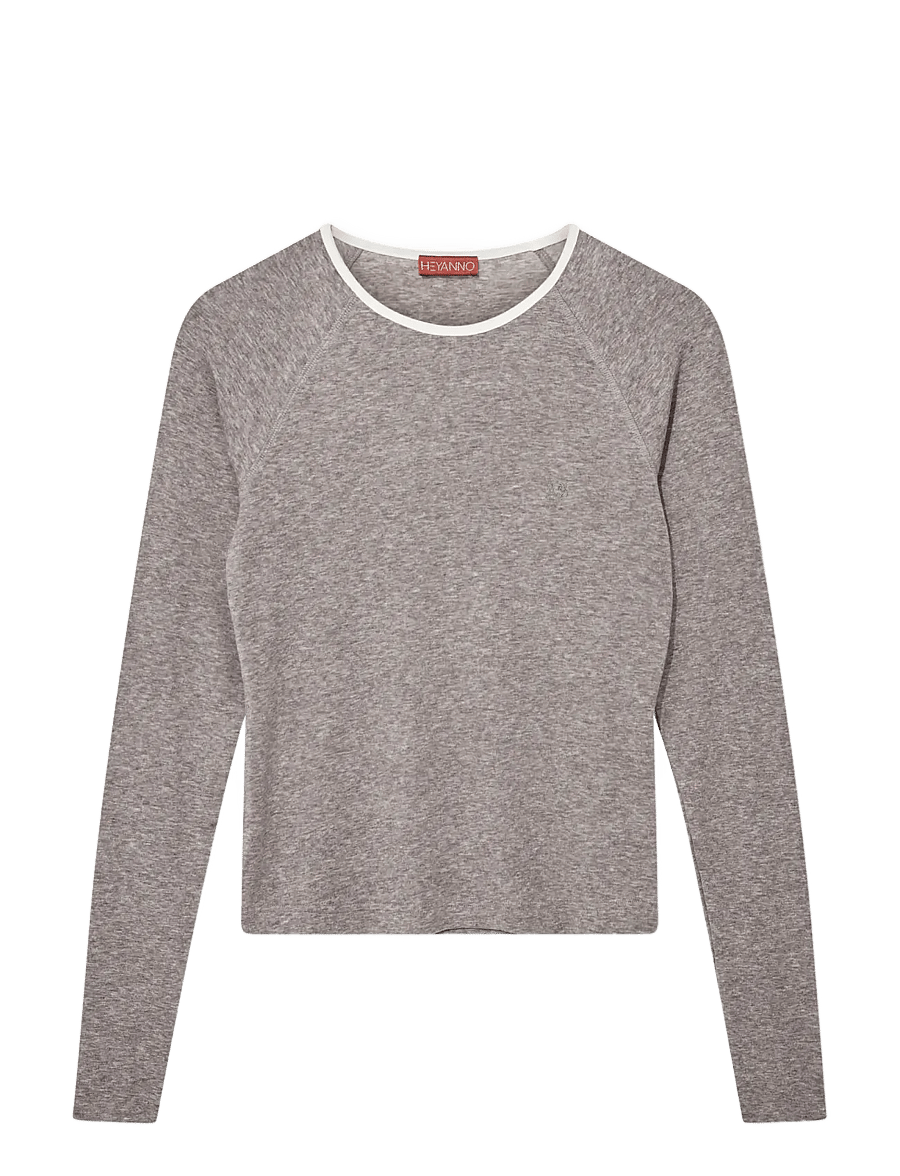 Heyanno - MMHMagnetic Wool Tee - långärmade toppar - grey melange - 0