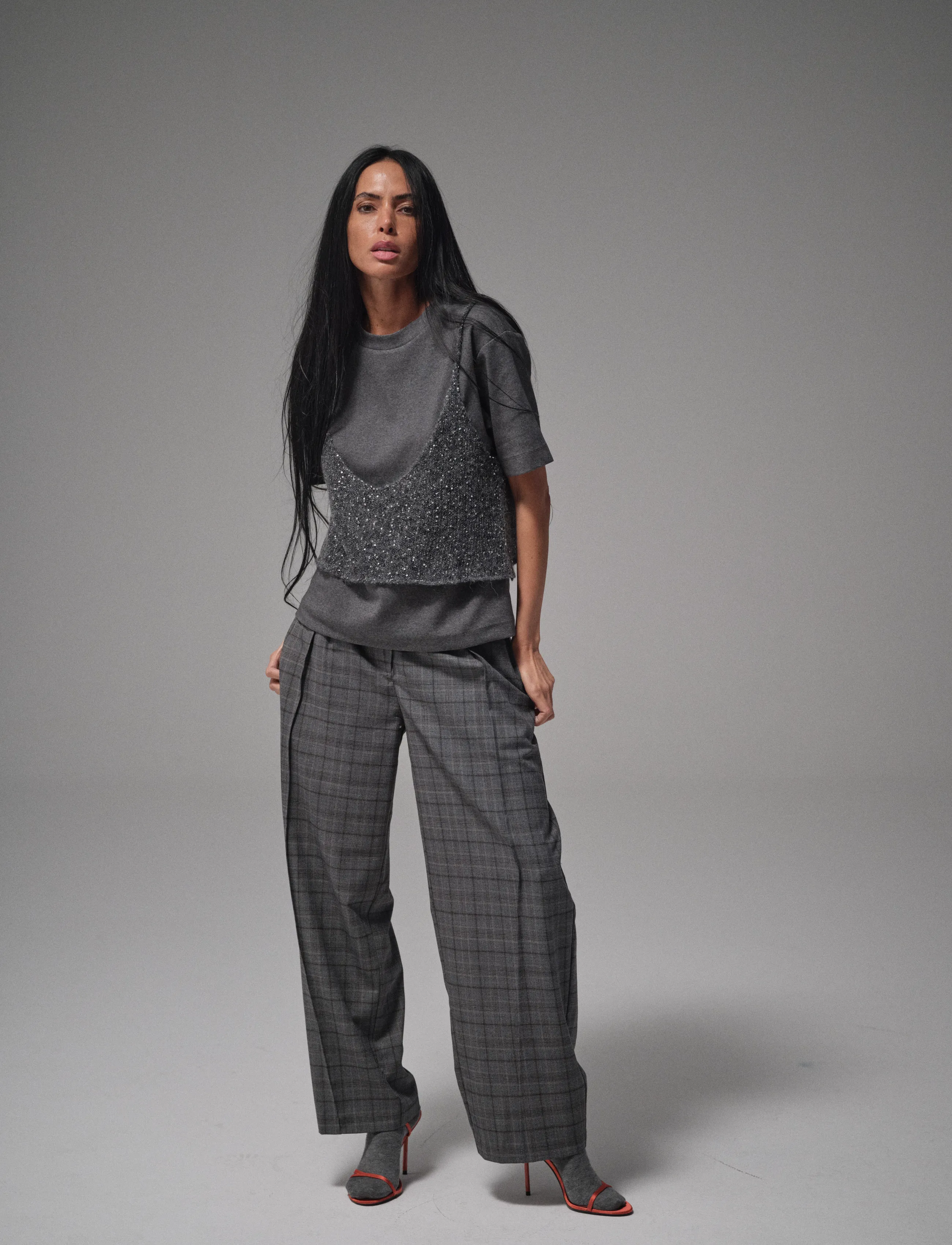 Heyanno MMHOn Check Pant - Hosen - GREY / grey
