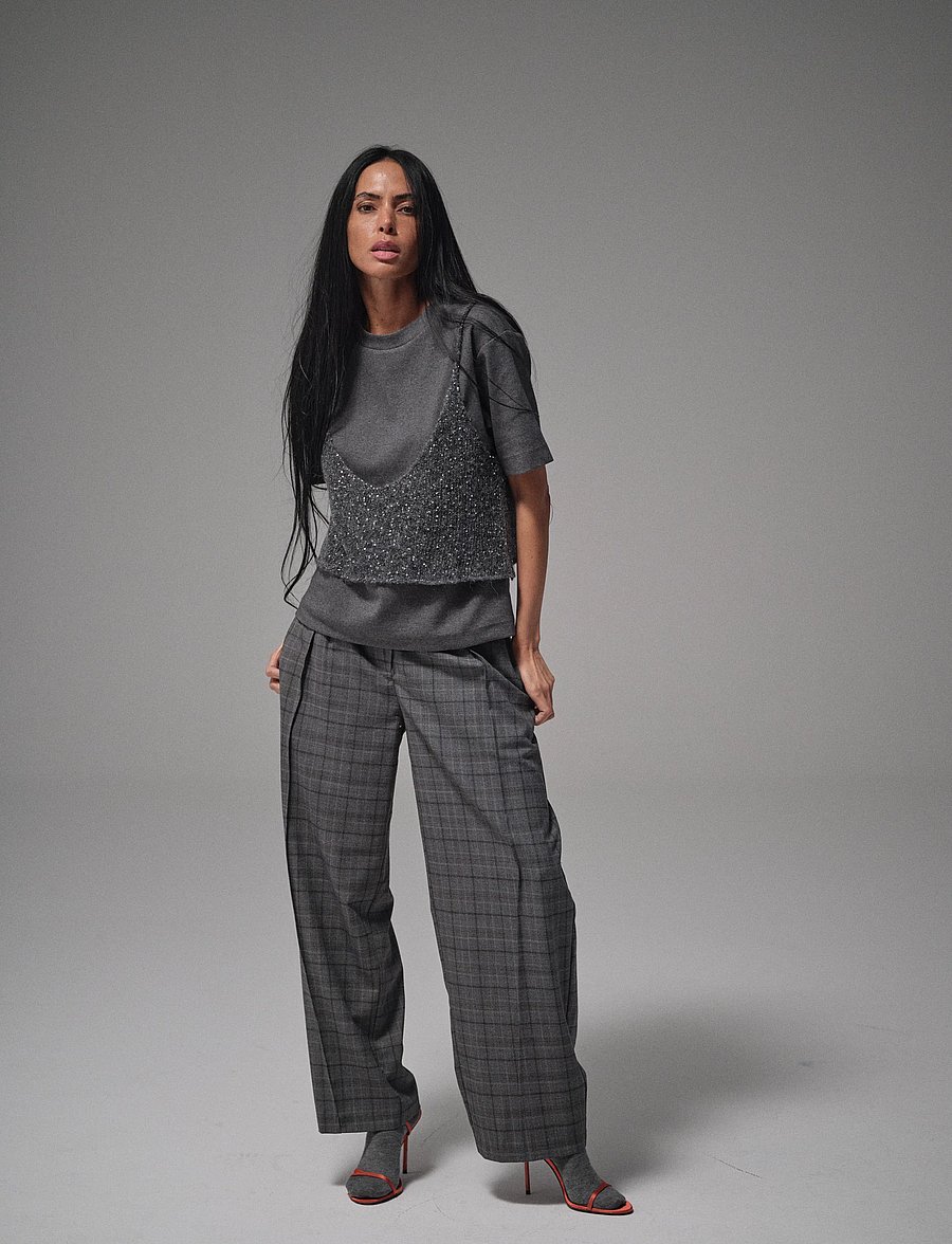 Heyanno - MMHOn Check Pant - hosen mit weitem bein - grey - 0