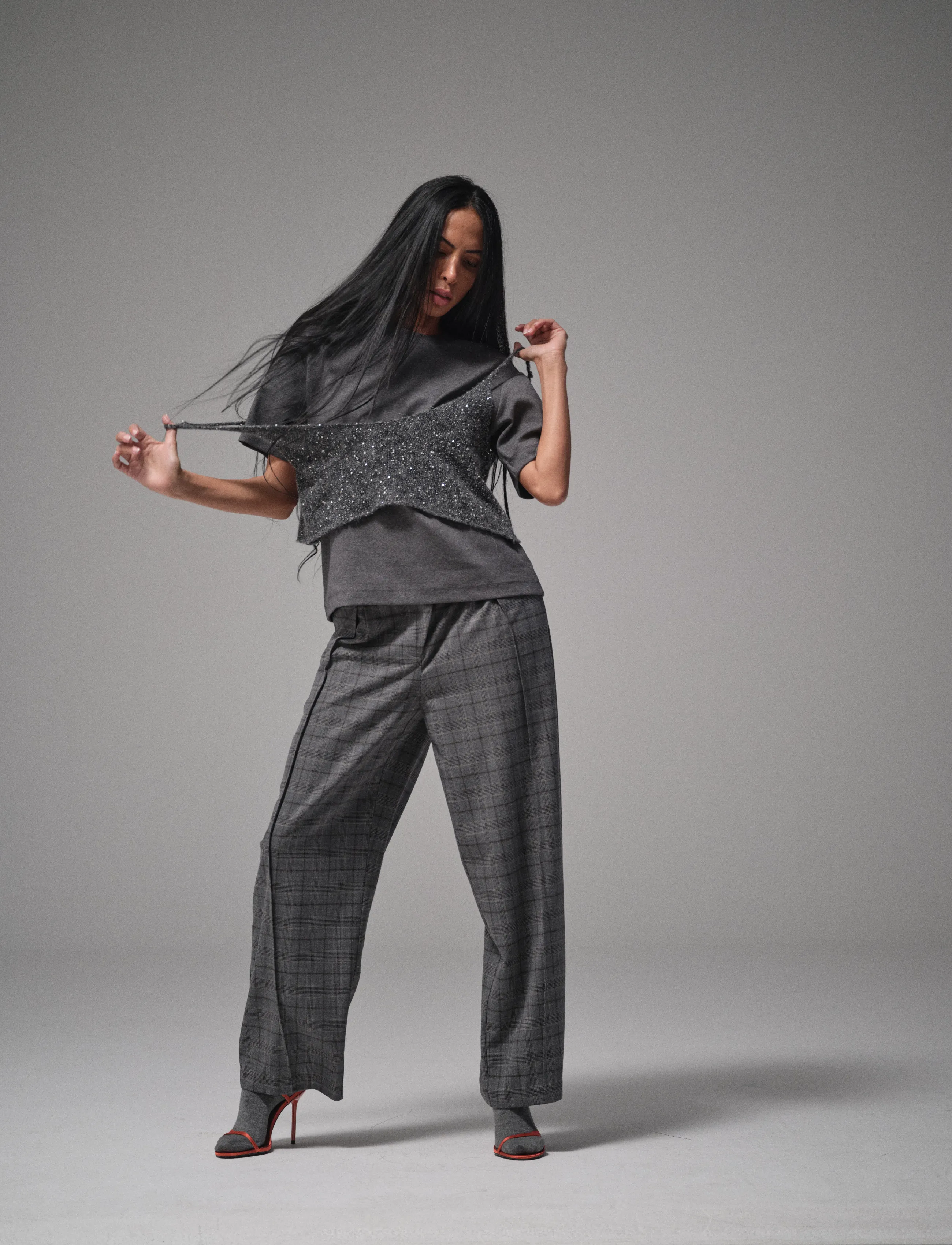Heyanno - MMHOn Check Pant - hosen mit weitem bein - grey - 3