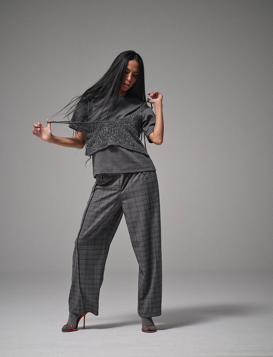 Heyanno - MMHOn Check Pant - hosen mit weitem bein - grey - 3