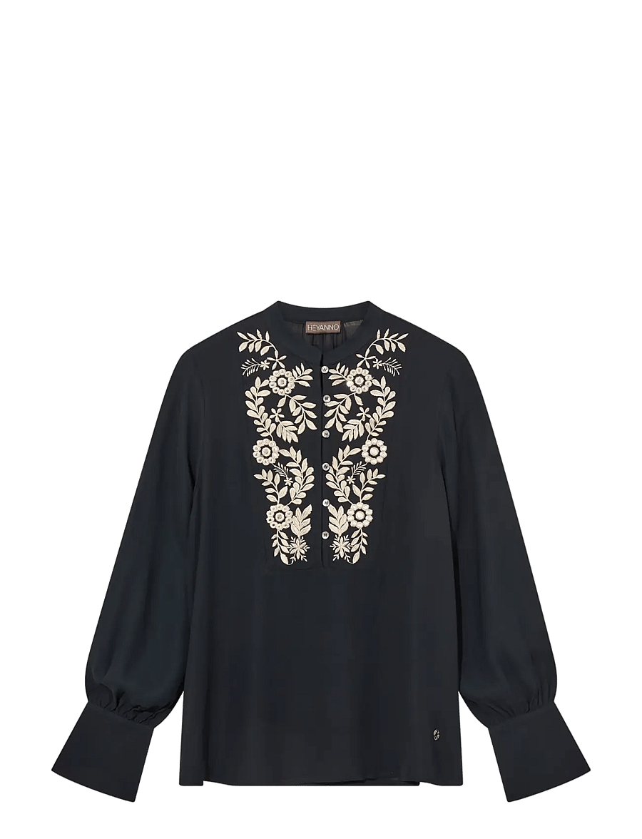 Heyanno - MMHDitto Vintage Shirt - long sleeved blouses - black - 1