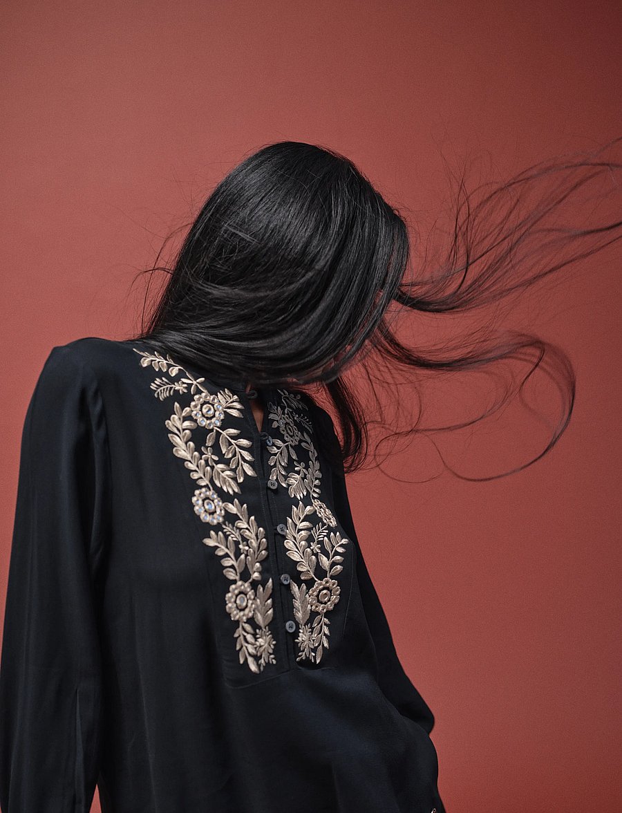 Heyanno - MMHDitto Vintage Shirt - long sleeved blouses - black - 0