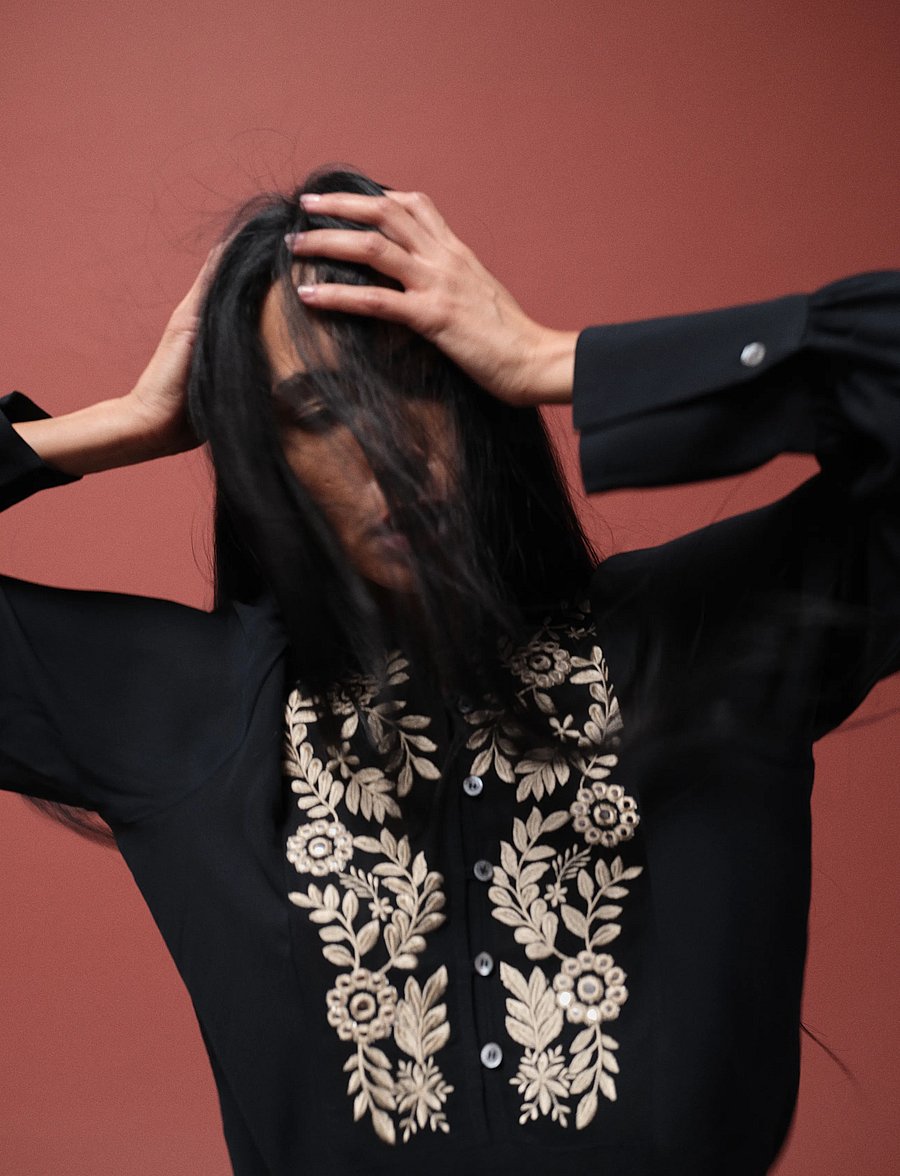 Heyanno - MMHDitto Vintage Shirt - long sleeved blouses - black - 3