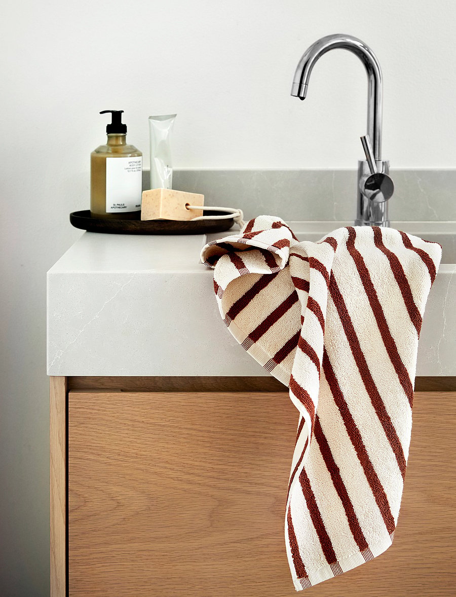 Høie of Scandinavia - Everyday Stripe cotton towel - nach preis einkaufen - terracotta - 0