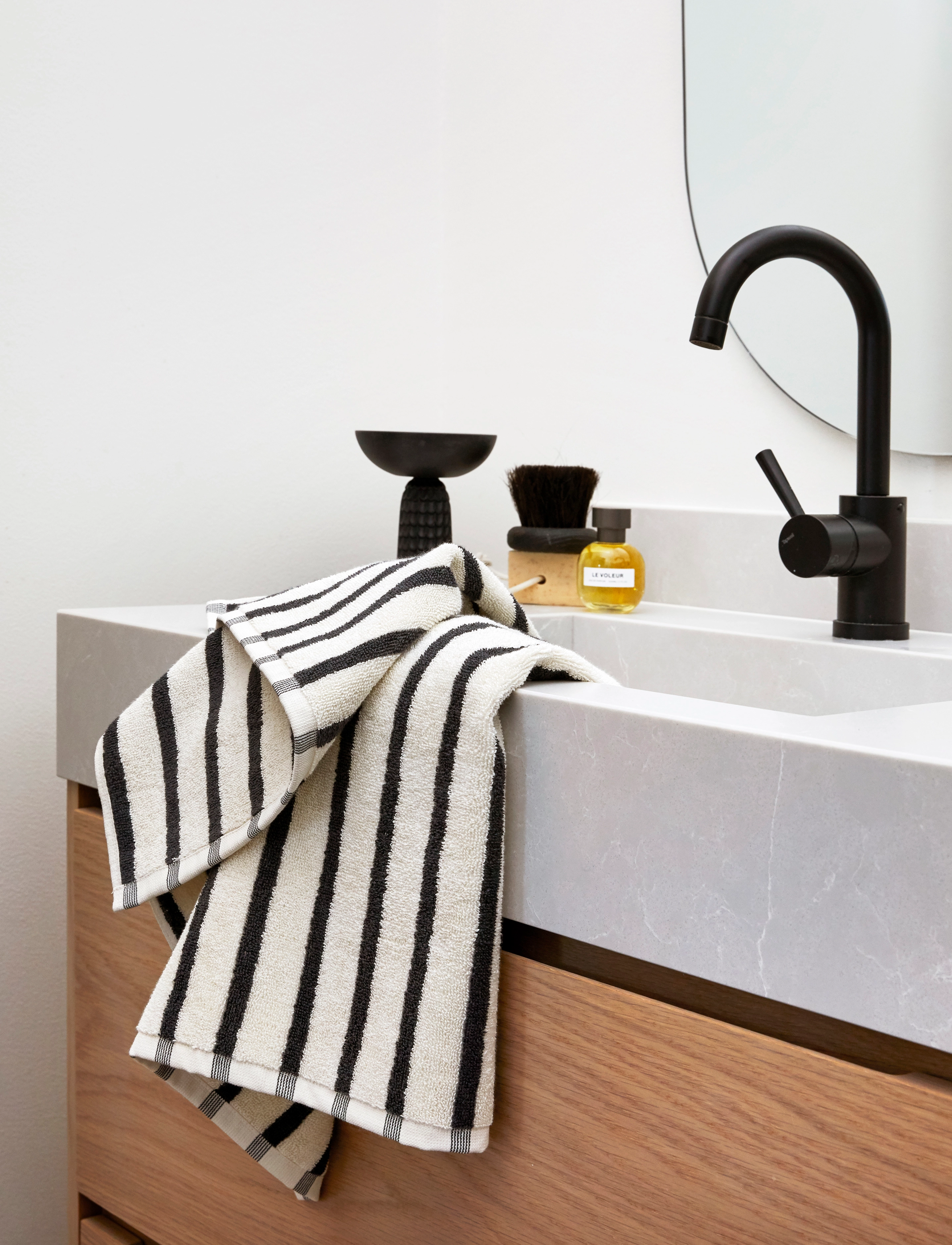 Høie of Scandinavia - Everyday Stripe cotton towel - nach preis einkaufen - anthracite - 0