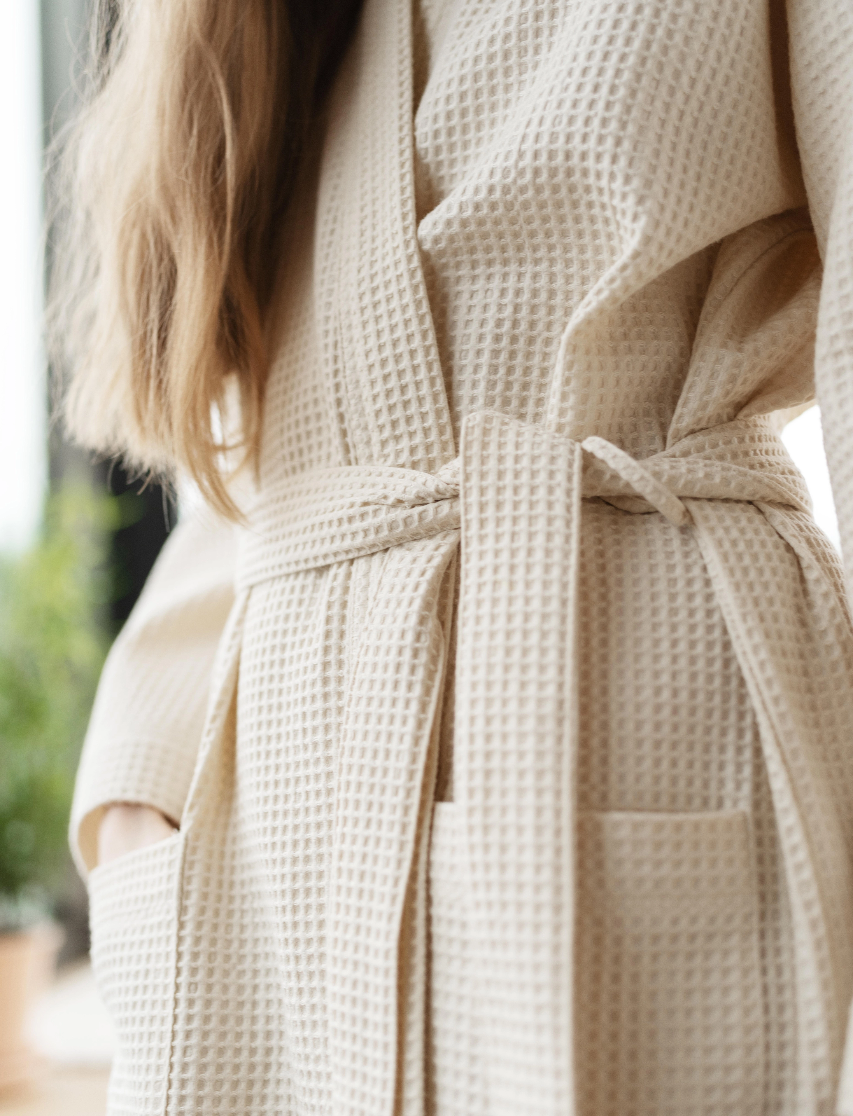 Høie of Scandinavia  - Vega waffle bath robe - unbleached - 3