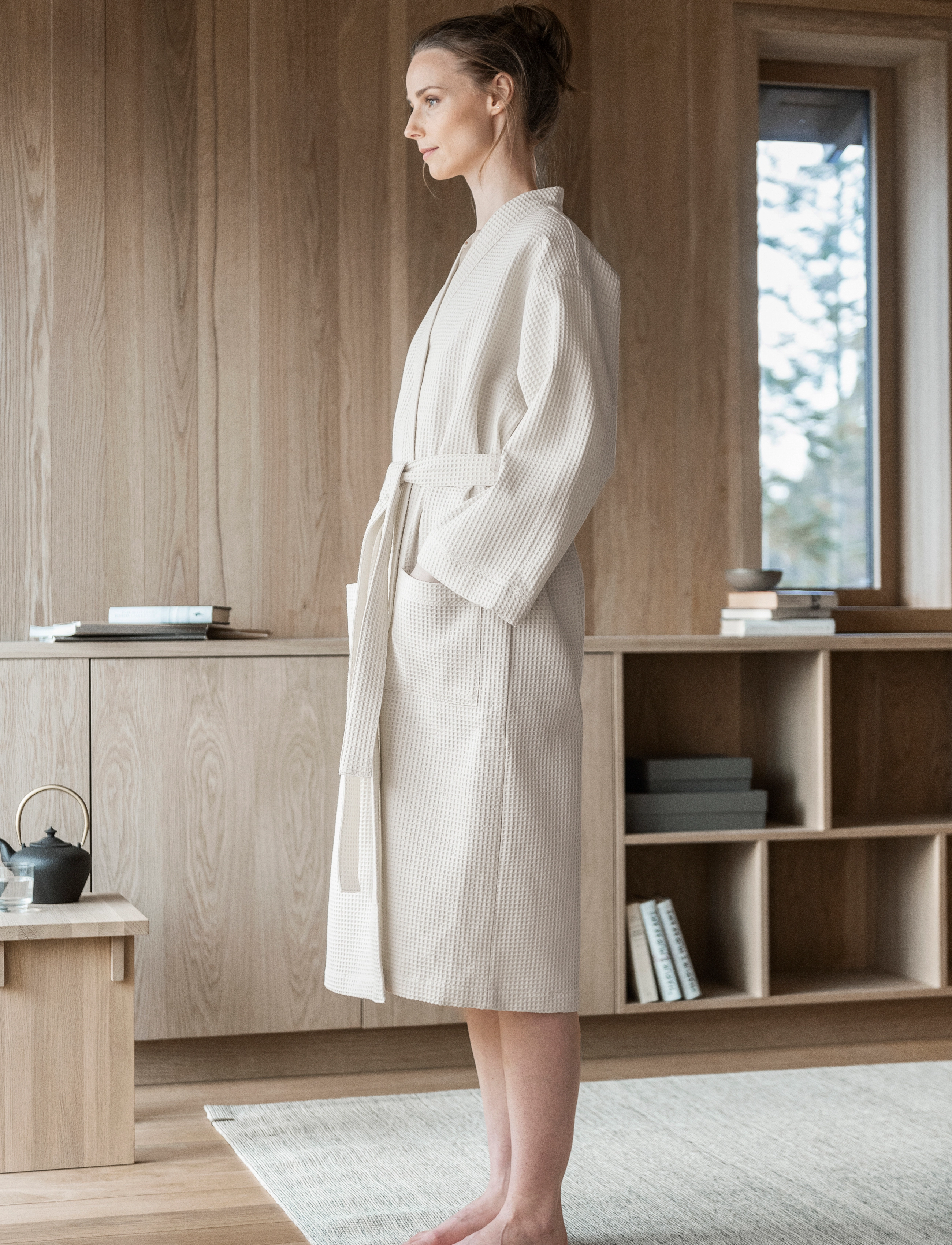 Høie of Scandinavia  - Vega waffle bath robe - unbleached - 5