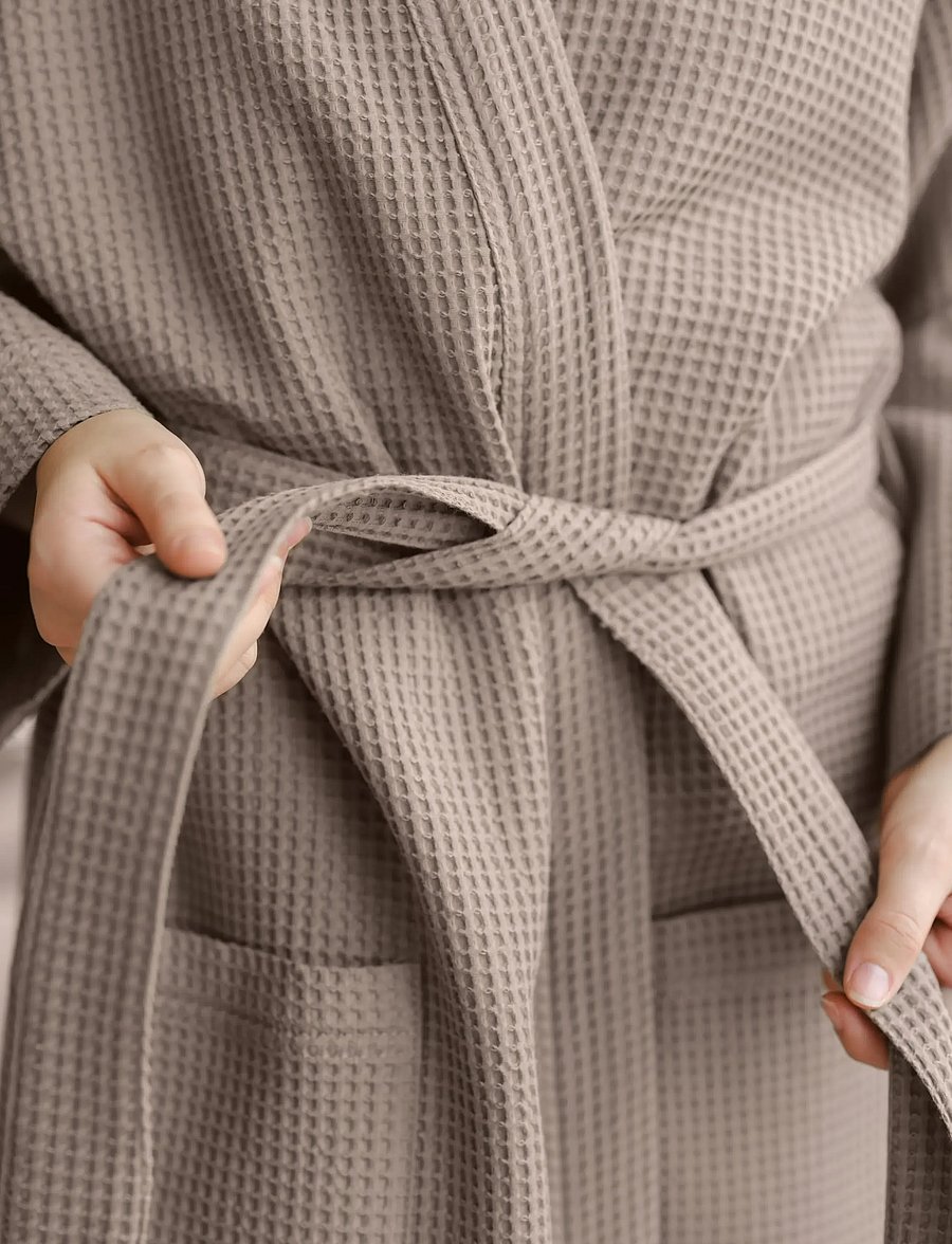 Høie of Scandinavia - Vega waffle bath robe - hverdags stil - beige - 4