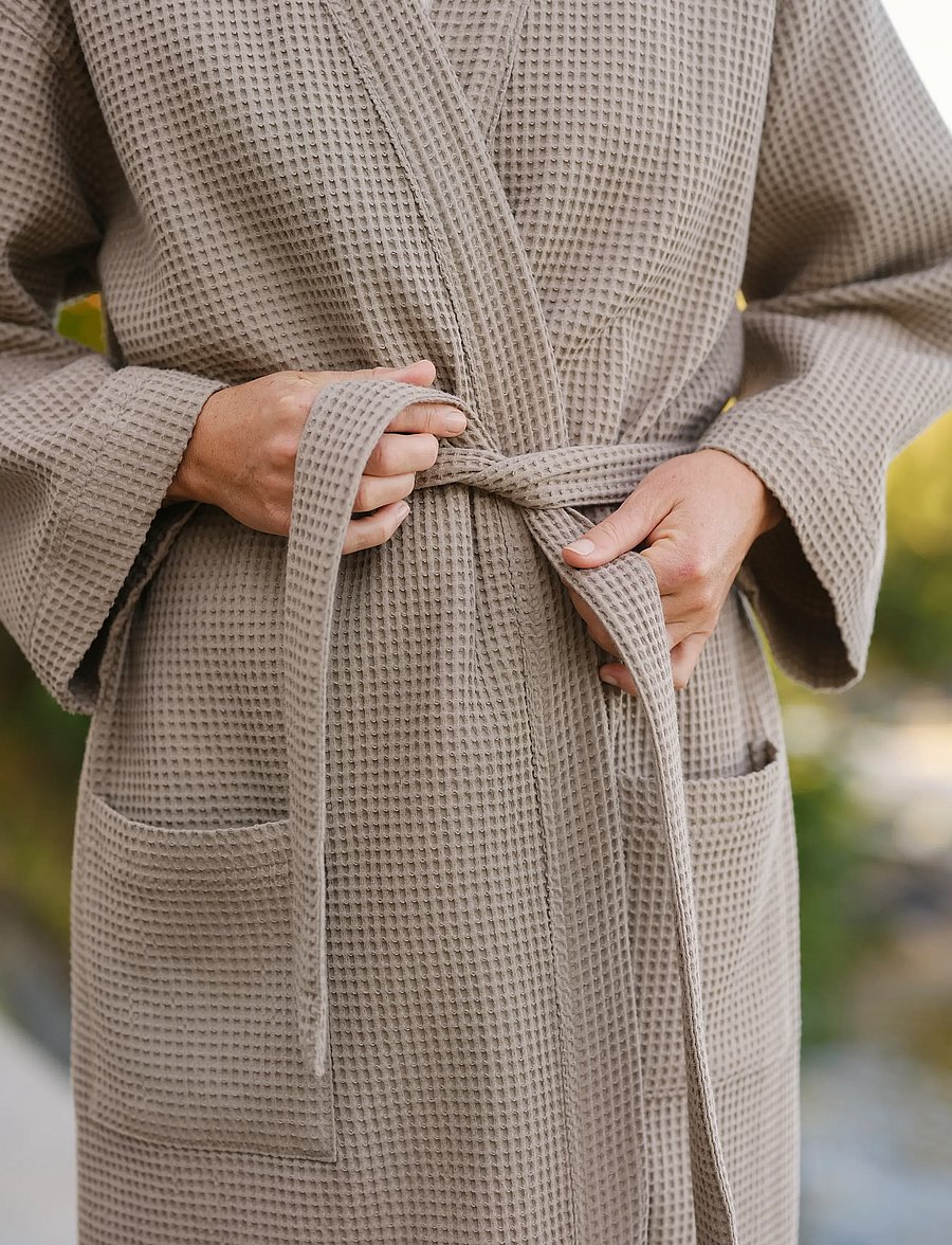 Høie of Scandinavia - Vega waffle bath robe - hverdags stil - beige - 5