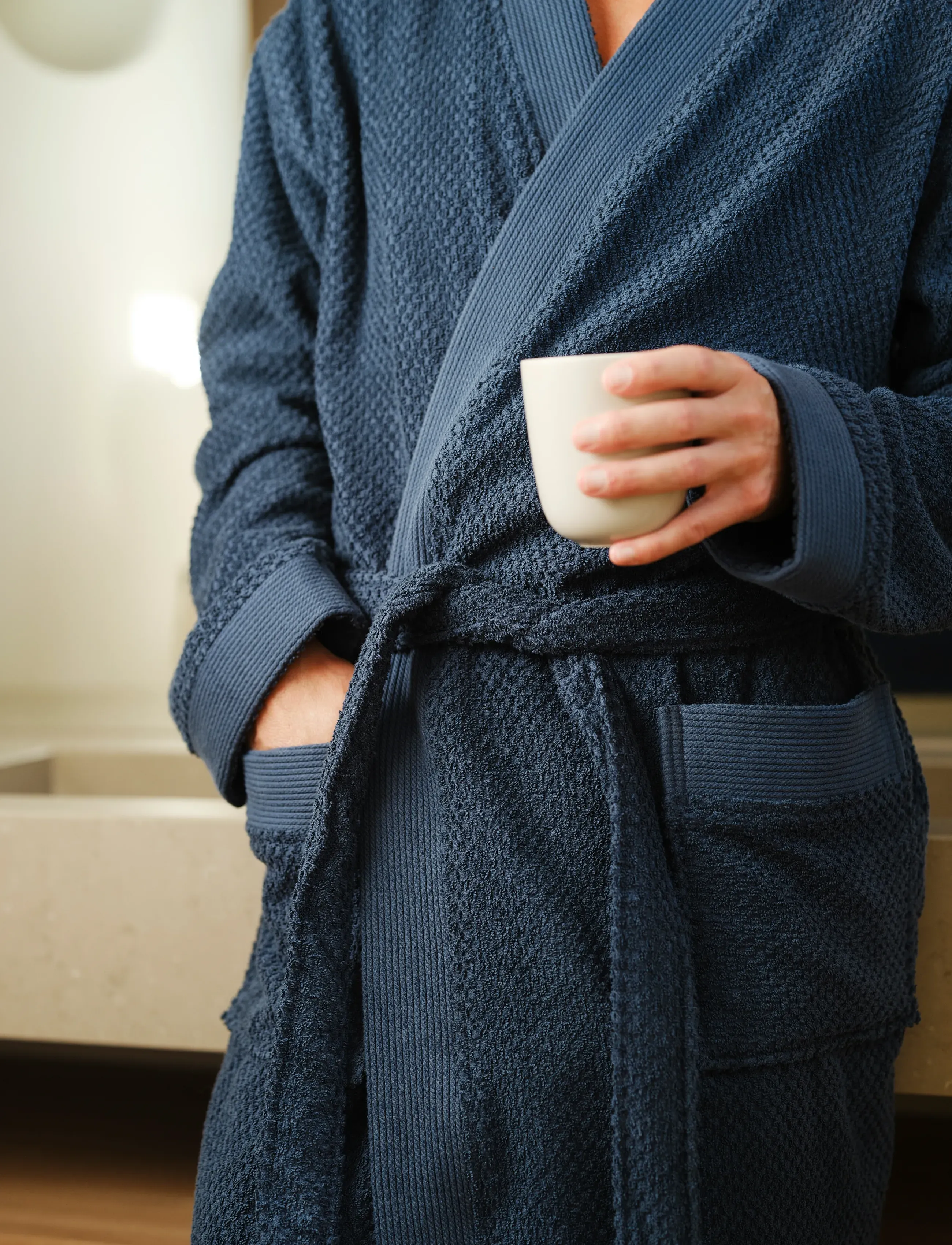 Høie of Scandinavia Luno Bath Robe, S/M, Bathroom Textiles, Marineblau - Robes, Frauen